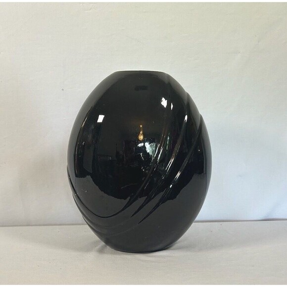 Vintage Royal Haeger Pottery Vase #4341 Ceramic 1980s Art Deco Black 15"H Decor - Picture 1 of 9